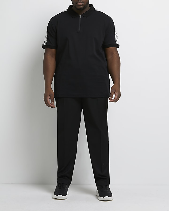 Big & tall black RI monogram polo shirt