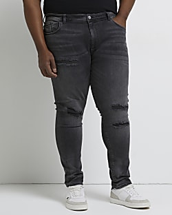 Big & Tall black ripped skinny fit jeans