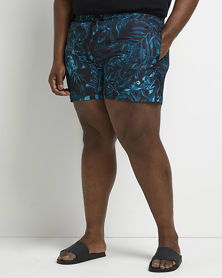 Big & Tall black skinny fir print swim shorts
