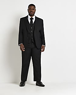 Big & tall black skinny fit twill waistcoat