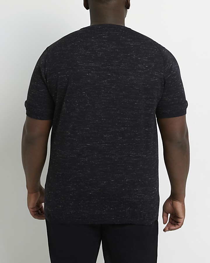 Big & Tall Black slim fit knitted t-shirt