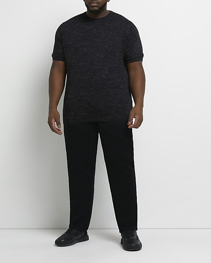 Big & Tall Black slim fit knitted t-shirt