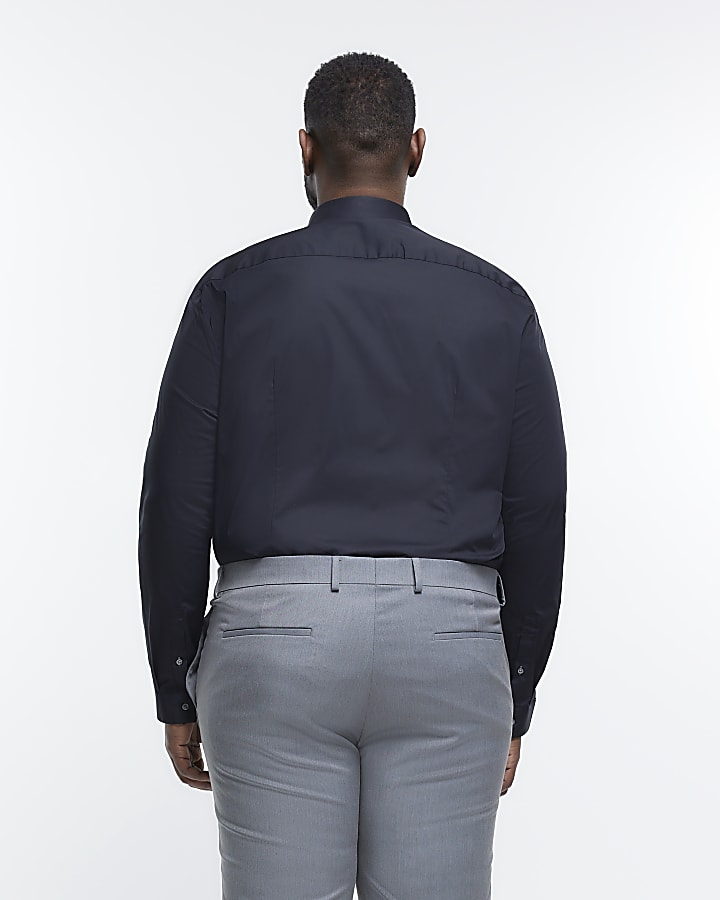 Big & Tall black slim fit poplin shirt