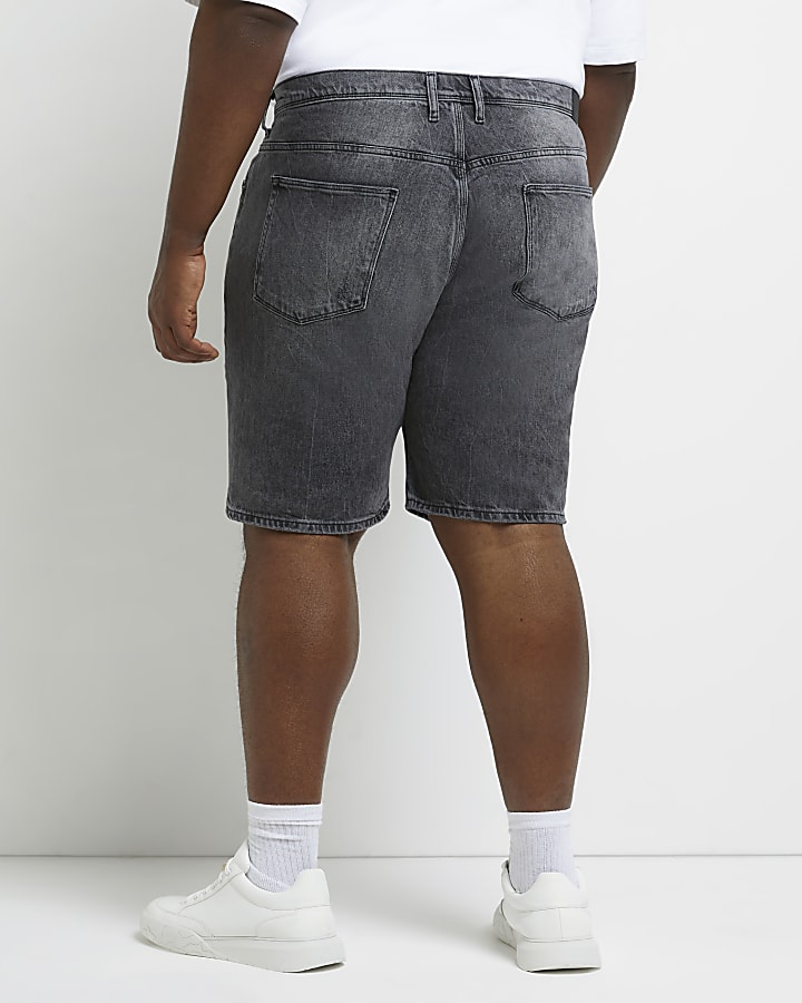 Big & tall black Slim fit rip denim shorts