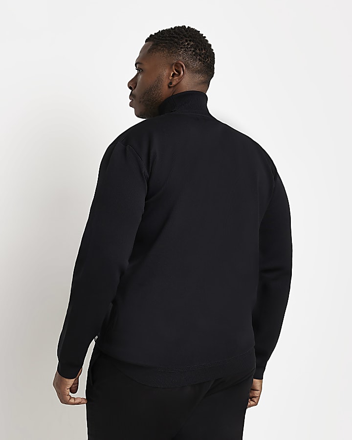 Big & Tall black slim fit roll neck jumper