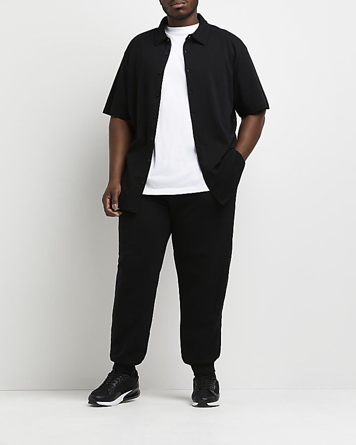 Big & tall black slim fit short sleeve shirt