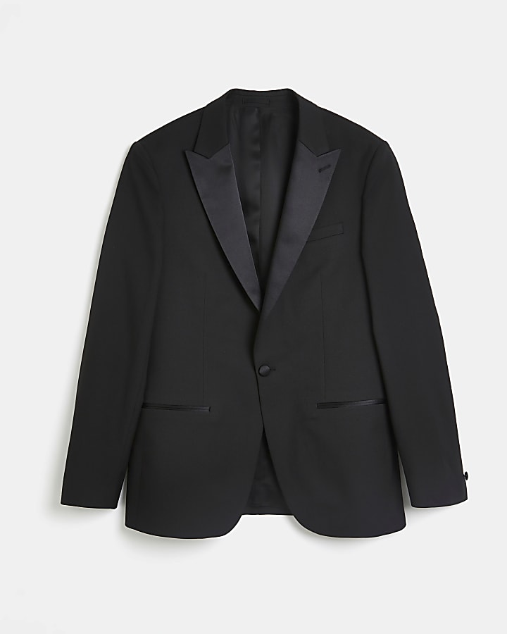Big & tall black slim fit tuxedo suit jacket