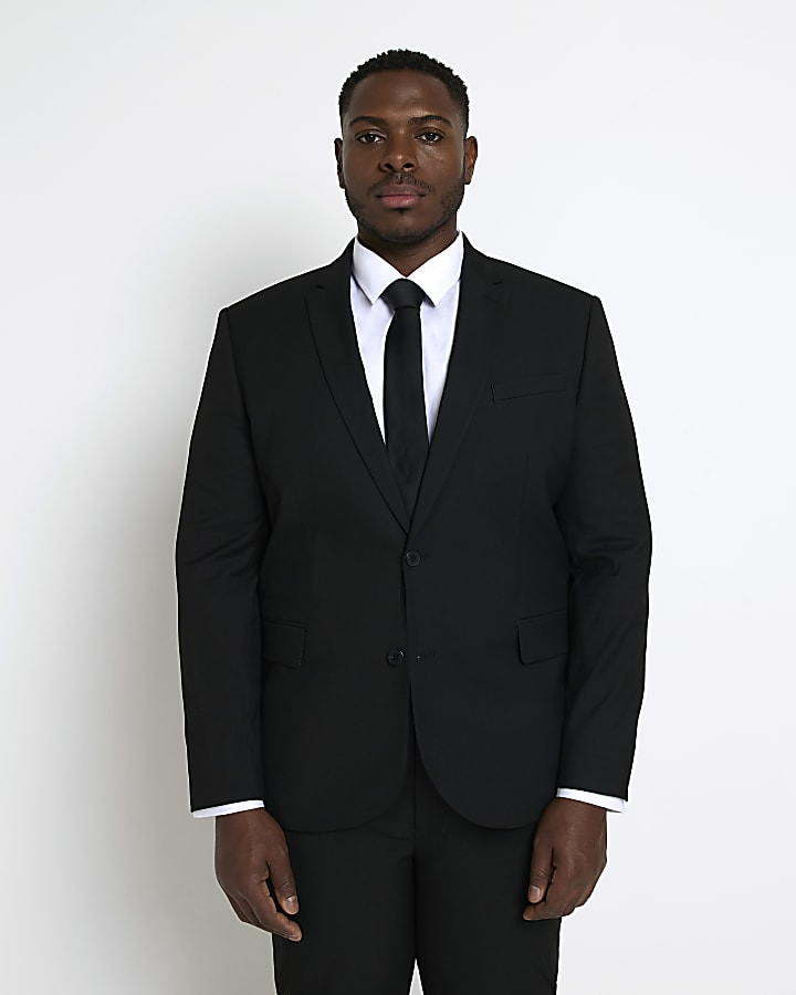 Big & Tall Black slim fit Twill Suit jacket