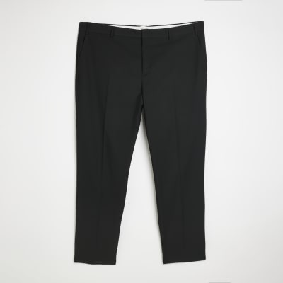 Big & Tall Black Slim fit Twill Suit Trousers