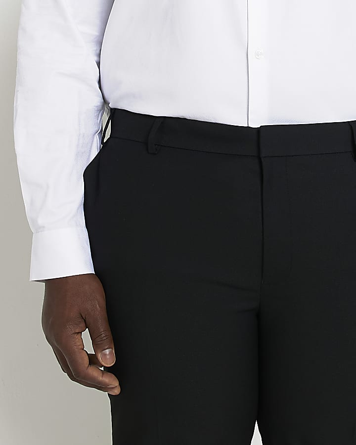 Big & Tall Black Slim fit Twill Suit Trousers