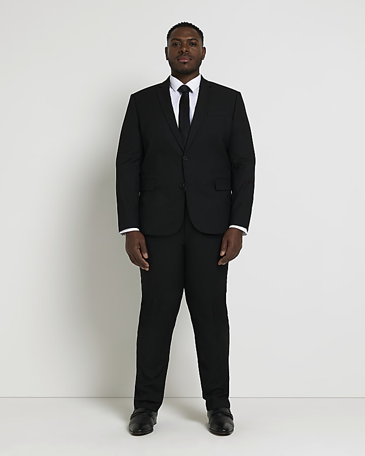 Big & Tall Black Slim fit Twill Suit Trousers