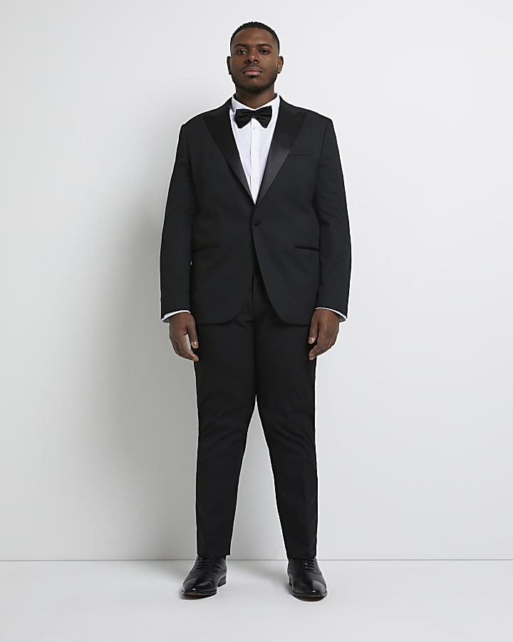 Big & tall black slim tuxedo suit trousers