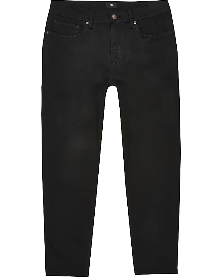 Big & Tall black tapered cropped jeans