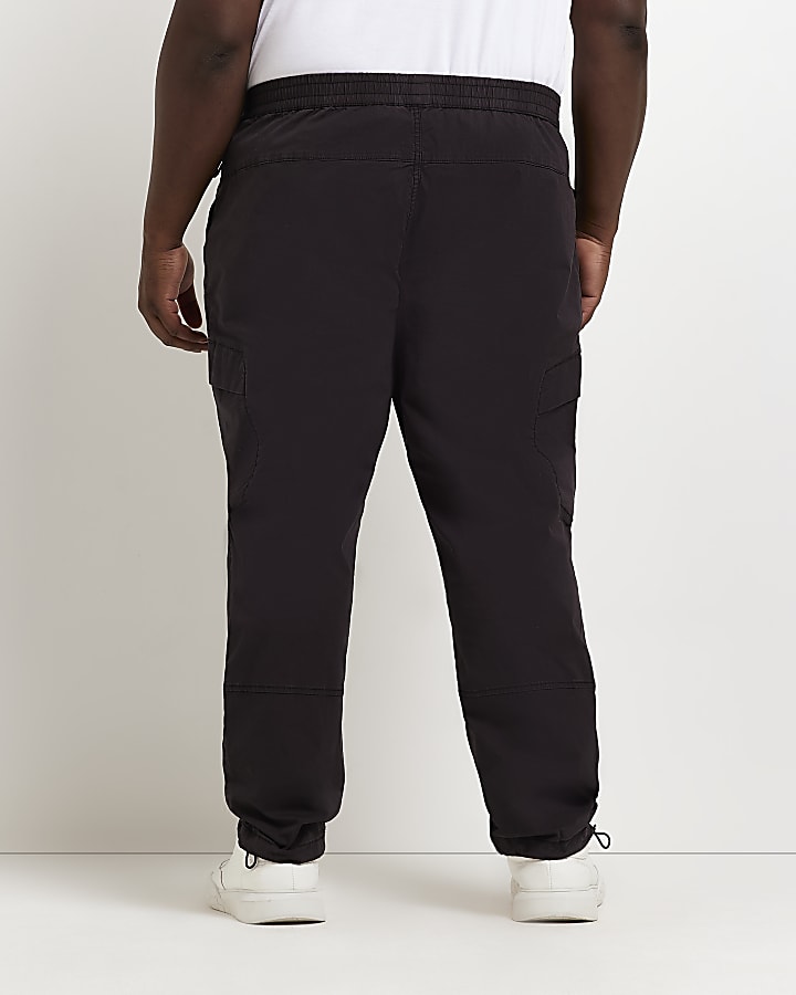 Big & Tall black washed cargo trousers