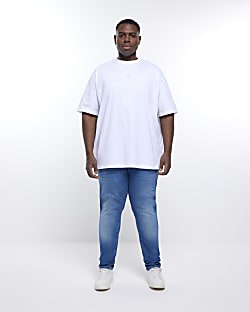 Big & Tall blue relaxed skinny fit jeans