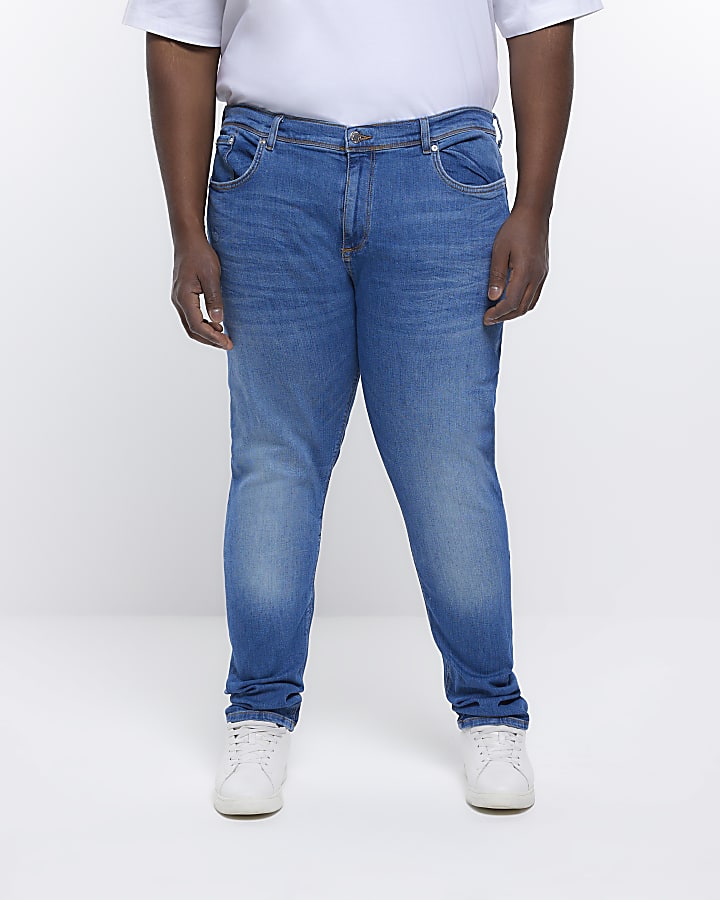 Big & Tall blue relaxed skinny fit jeans