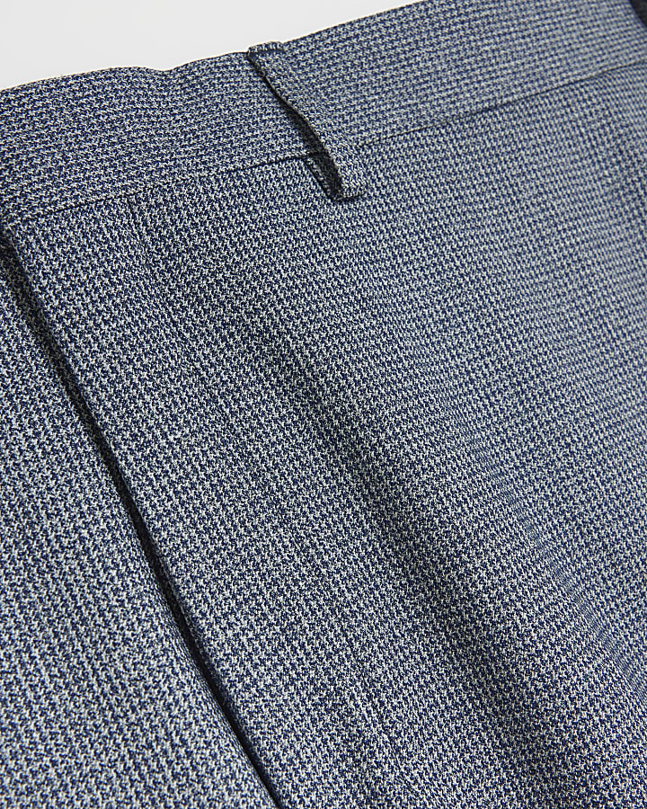 Big & Tall blue skinny dogtooth suit trousers