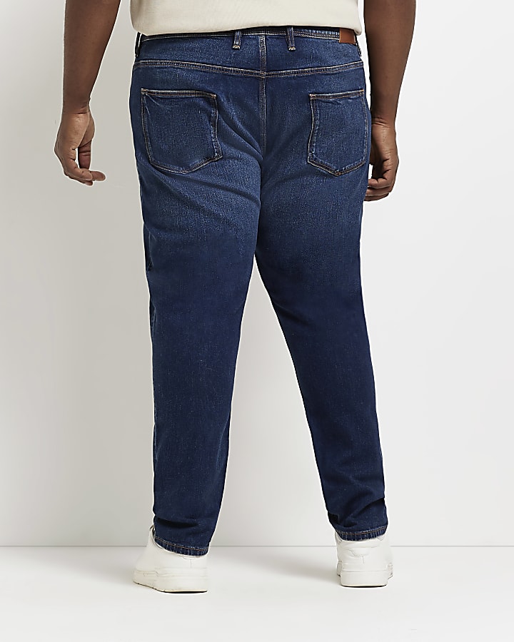Big & Tall blue slim fit faded jeans