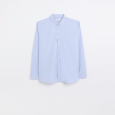 Big & Tall blue slim fit oxford shirt