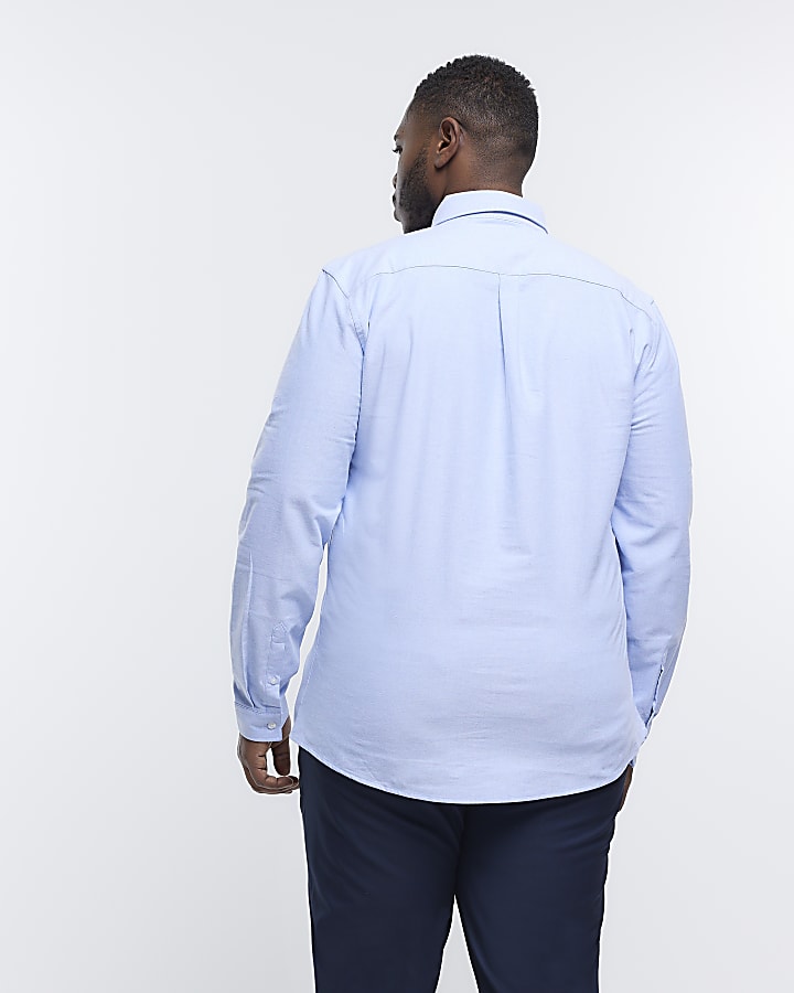Big & Tall blue slim fit oxford shirt