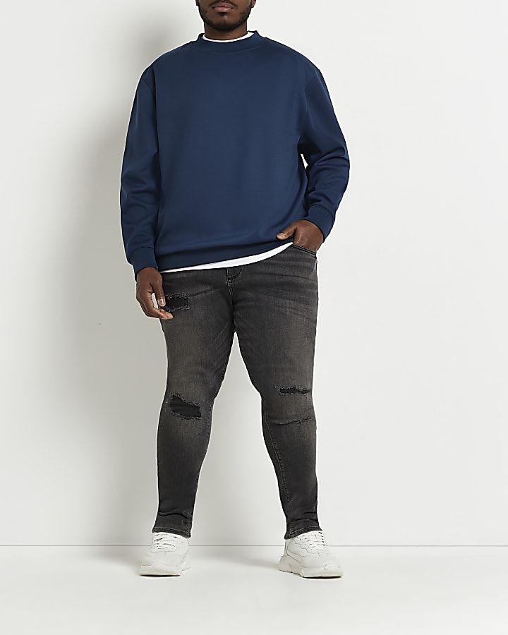Big & Tall blue slim fit sweatshirt