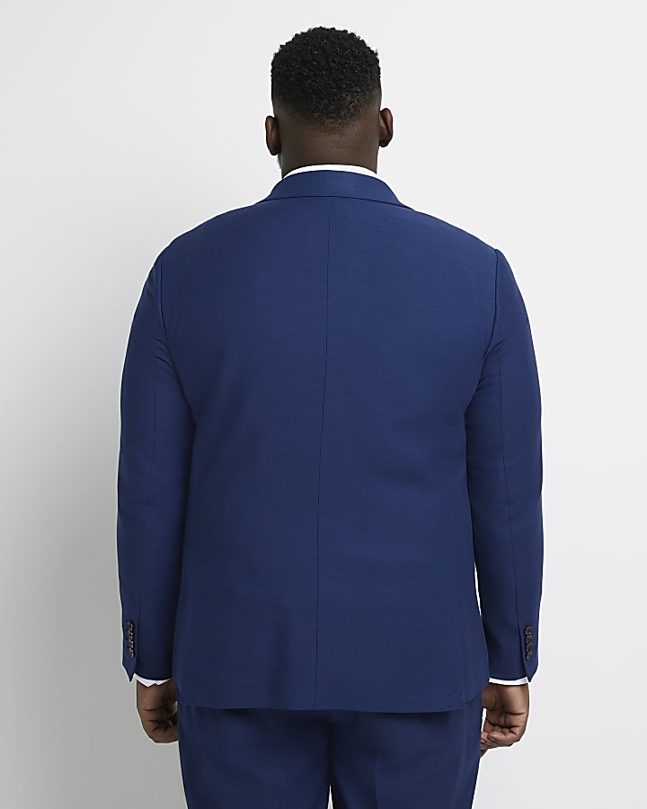 Big & tall blue slim fit twill suit jacket
