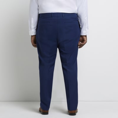 Big & tall blue slim fit twill suit trouser