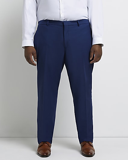 Big & tall blue slim fit twill suit trouser