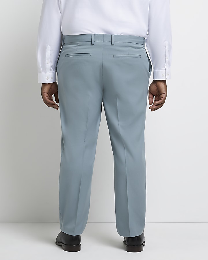 Big & tall blue slim fit twill suit trousers