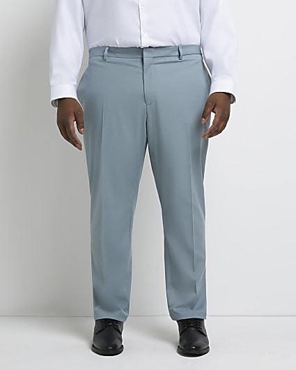 Big & tall blue slim fit twill suit trousers