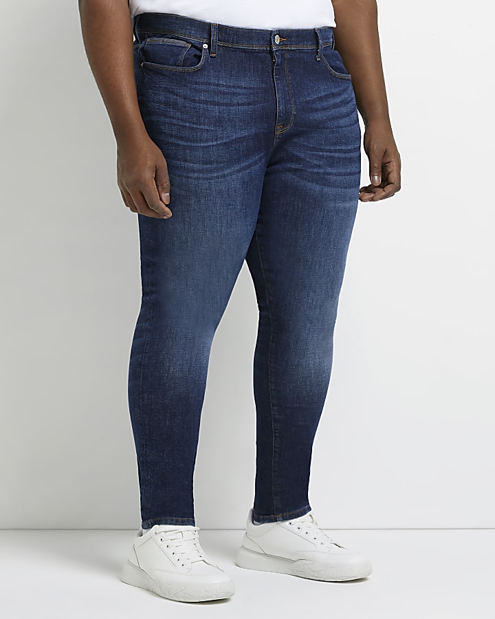 Big & tall blue spray on fit jeans
