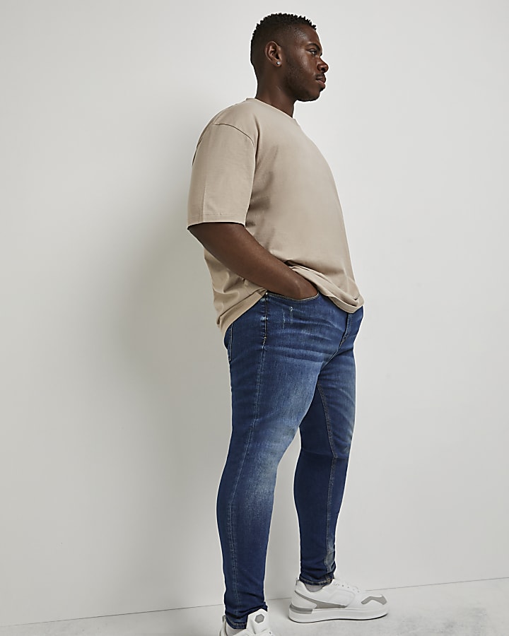 Big & Tall Blue spray on skinny fit jeans