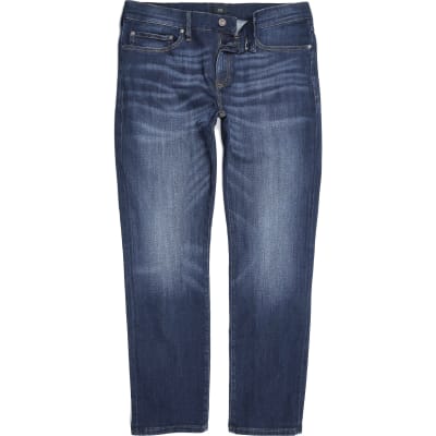 Big & Tall dark blue slim fit Dylan jeans | River Island