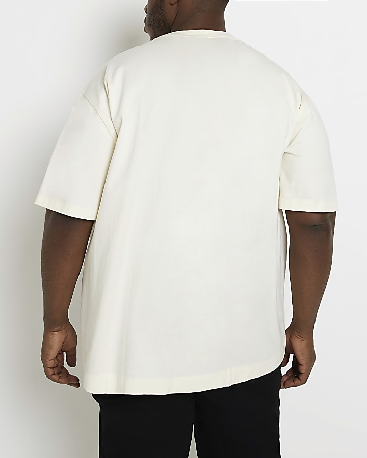 Big & Tall ecru oversized fit graphic t-shirt