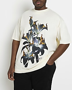 Big & Tall ecru oversized fit graphic t-shirt