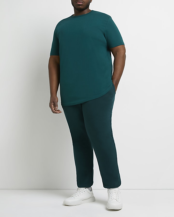 Big & Tall Green curved hem slim fit t-shirt
