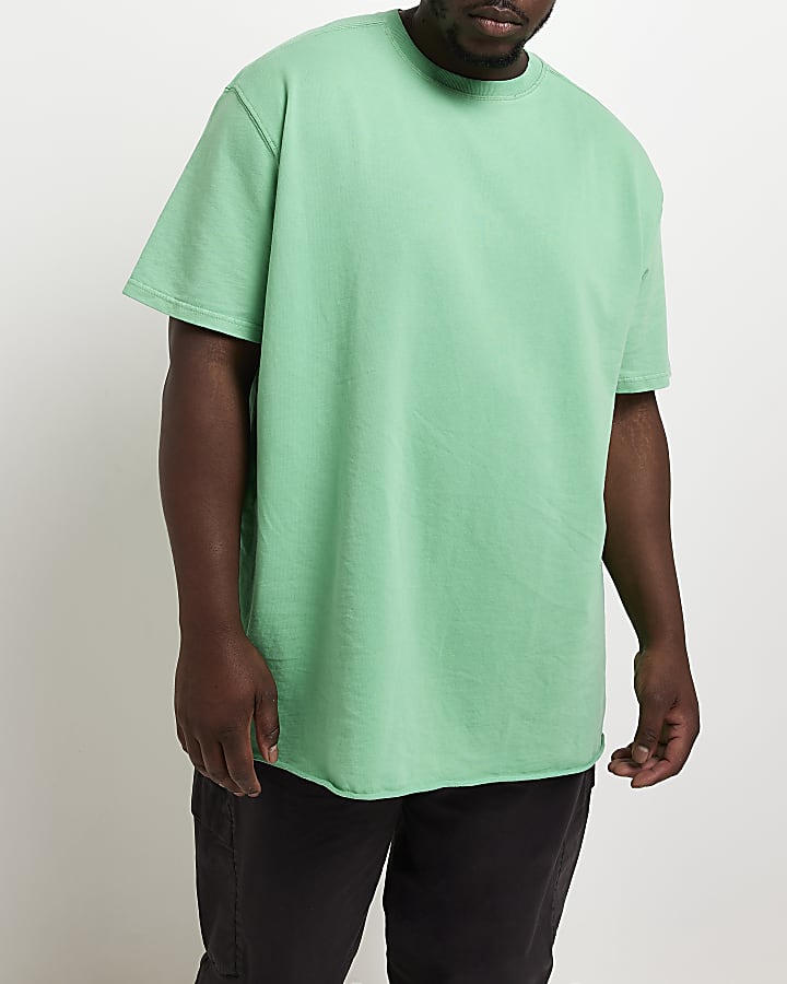 Big & Tall green regular fit washed t-shirt