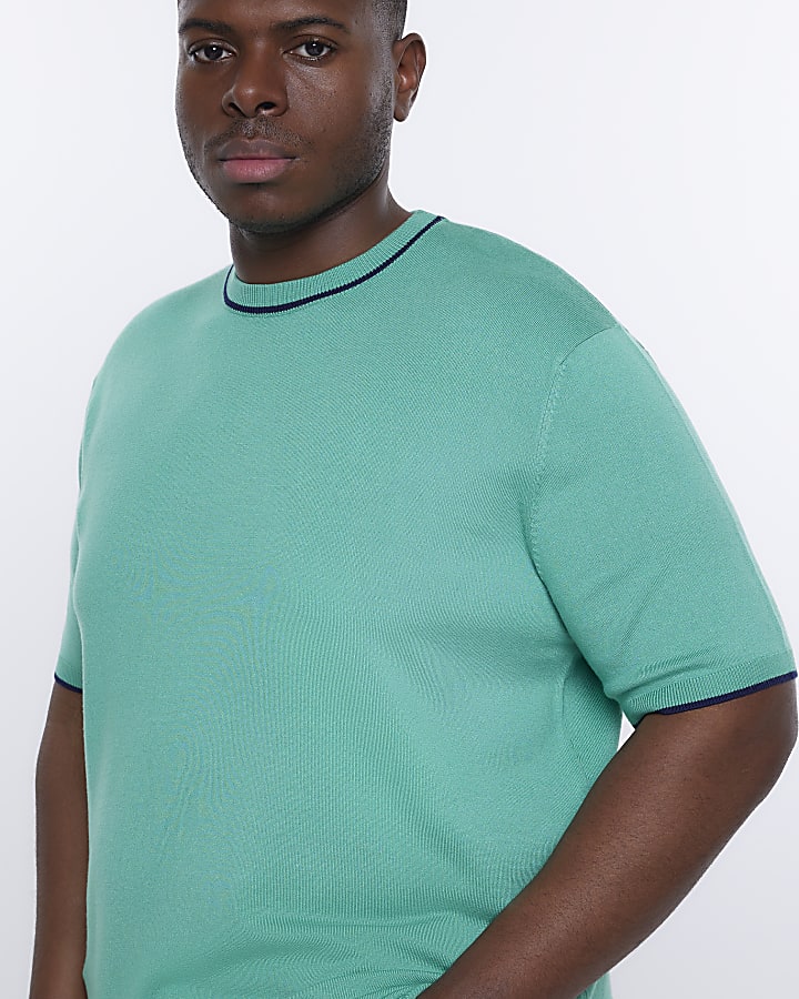 Big & Tall green slim fit knitted t-shirt