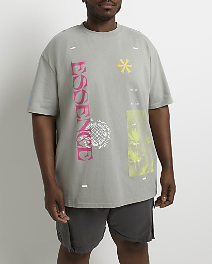 Big & Tall grey floral print t-shirt