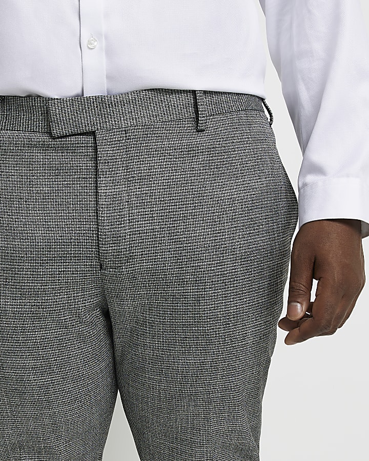 Big & Tall grey houndstooth suit trousers