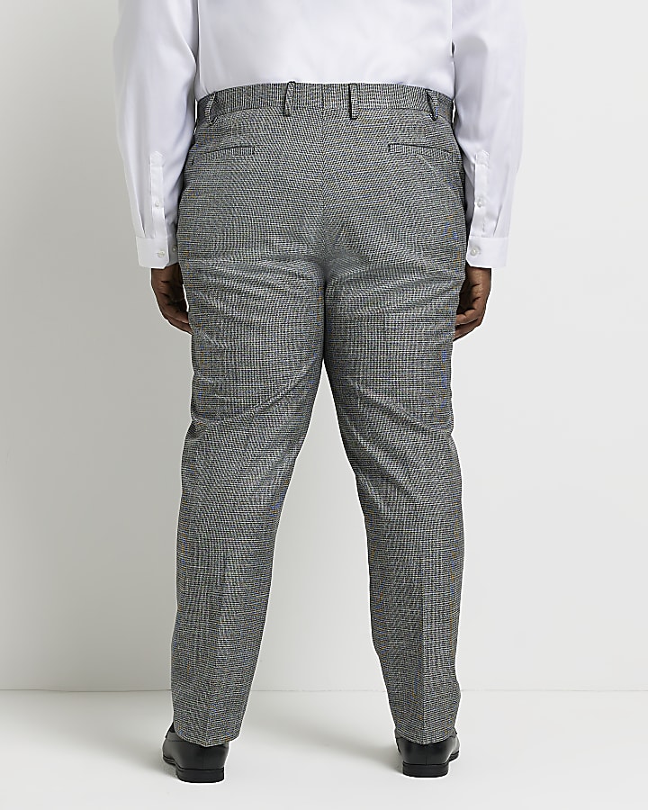 Big & Tall grey houndstooth suit trousers