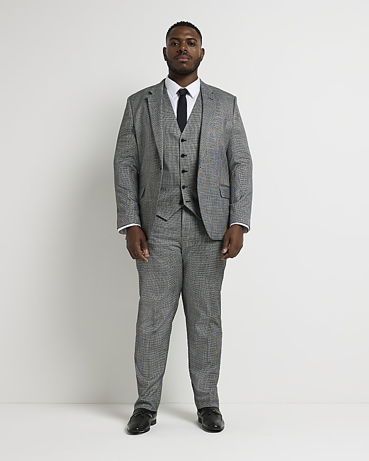 Big & Tall Grey Houndstooth waistcoat