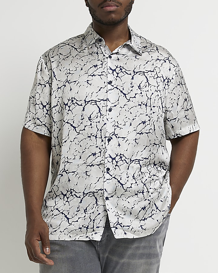 Big & Tall Grey Print short sleeve Shirt