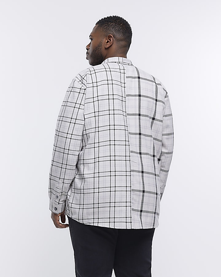 Big & Tall grey regular fit check shirt