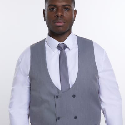 Big & Tall grey skinny fit waistcoat