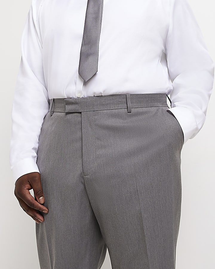 Big & Tall grey skinny twill suit trousers