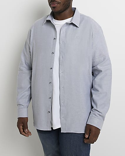 Big & Tall grey Slim fit Brushed RR Shirt