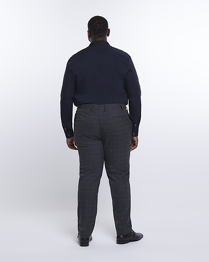 Big & Tall grey slim fit check smart trousers
