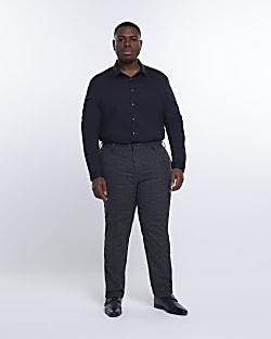 Big & Tall grey slim fit check smart trousers