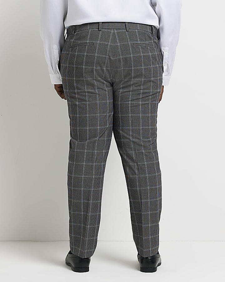 Big & Tall Grey Slim fit Check suit trousers